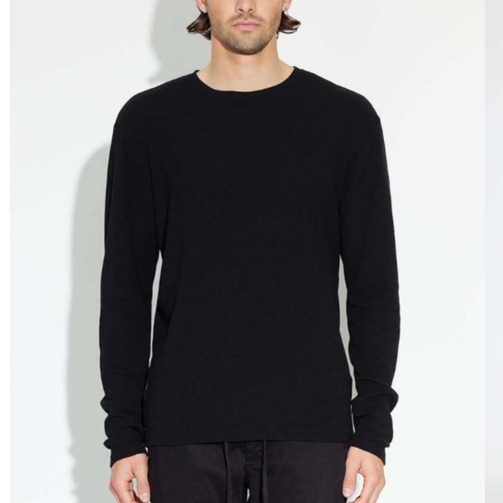 Cotton Citizen Hendrix Crew‎ Long Sleeve Thermal Shirt Jet Black Men's M NWT
